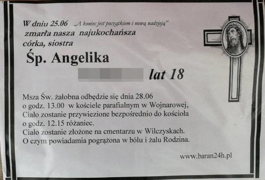 Nie ma winnego wypadku, w którym zginęła 18-letnia Angelika