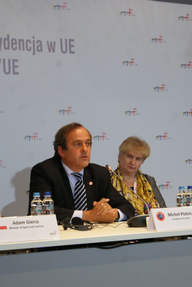 Michel Platini na konferencji prasowej w Krakowie
