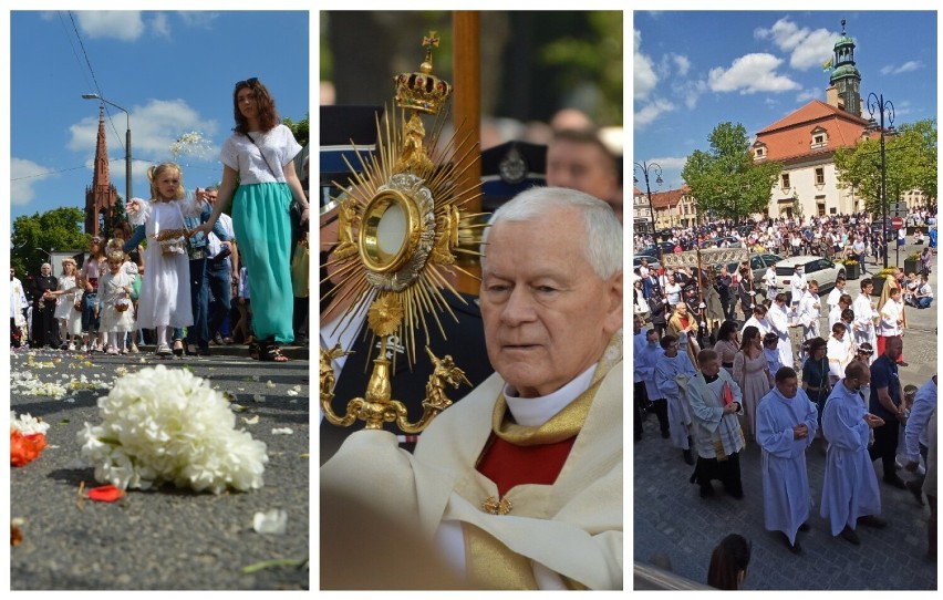 Boże Ciało 2021 w Rawiczu. Tłumne obchody katolickiego święta. Procesja wiernych przeszła z "czerwonego" do "białego" kościoła [ZDJĘCIA]