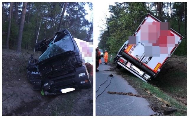 Groźny wypadek pod Włocławkiem. Ciężarówka wjechała do rowu i uderzyła w  drzewo [zdjęcia] | Włocławek Nasze Miasto