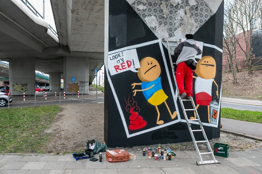Szczeciński street art przeciwko wojnie w Ukrainie