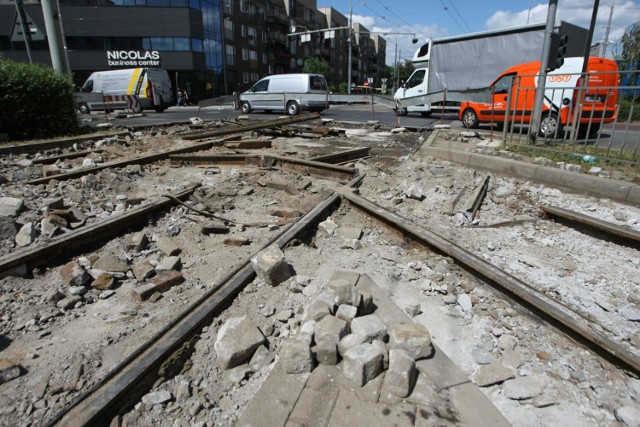 Remont torowiska tramwajowego, zdjęcie ilustracyjne