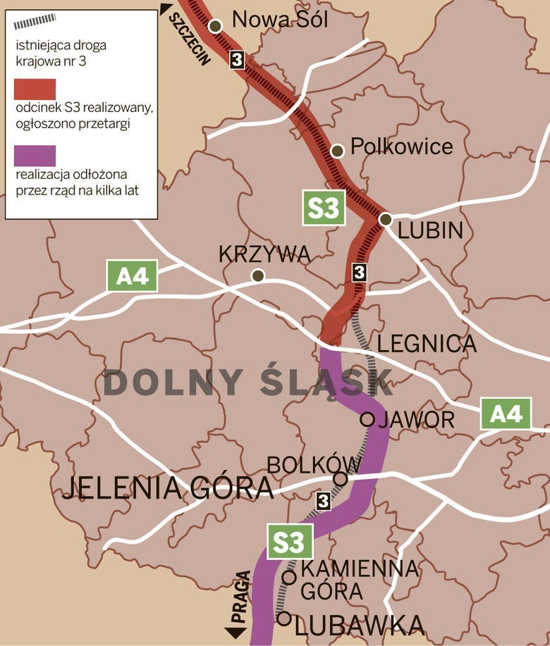 Droga S3 aktualności: Trasa Legnica -Lubawka szybko nie powstanie
