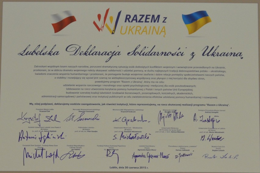 Lubelska Deklaracja Solidarności z Ukrainą podpisana