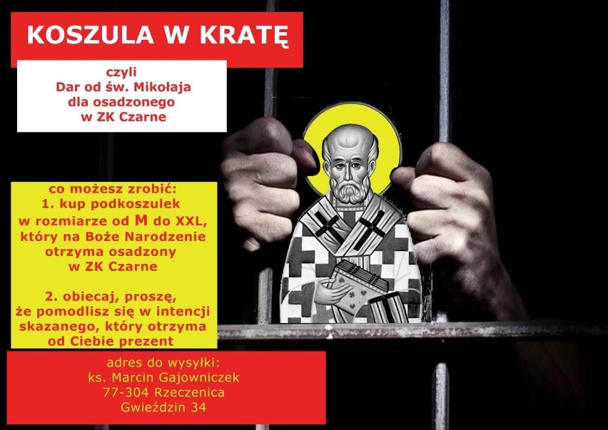 „Koszula w kratę”, czyli podarunek i modlitwa za więźniów z ZK Czarne koło Szczecinka 