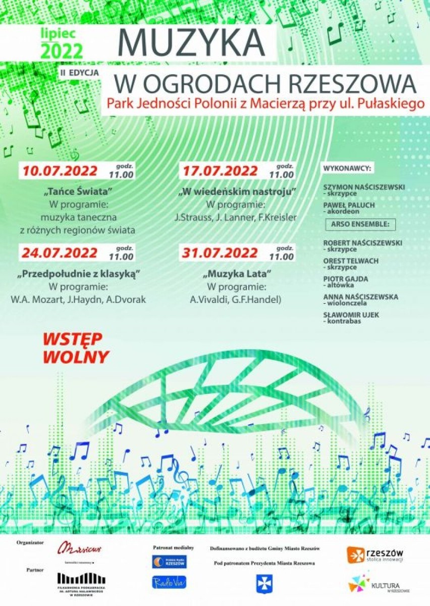 W niedzielę w Parku Jedności Polonii z Macierzą zabrzmią „Tańce Świata”. Rusza cykl Muzyki w ogrodach Rzeszowa 2022