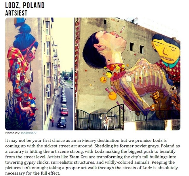 "Off Track Planet" uznało Łódź za najbardziej artystyczne miasto. Doceniło łódzkie murale i zachęca do zobaczenia ozdobionych malowidłami ulic