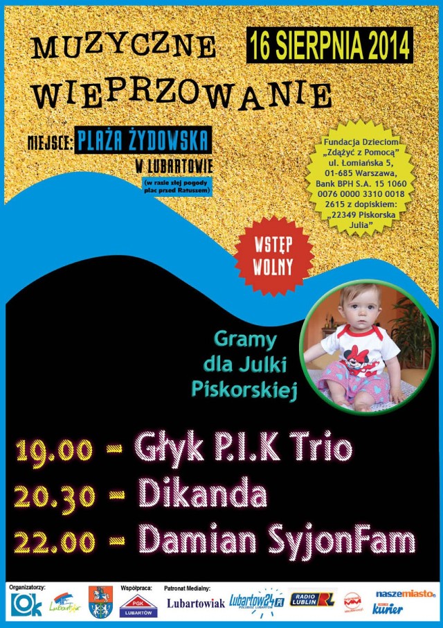 Lubartowski Ośrodek Kultury zaprasza na 6. "Muzyczne Wieprzowanie" - 16 sierpnia, Plaża Żydowska w Lubartowie