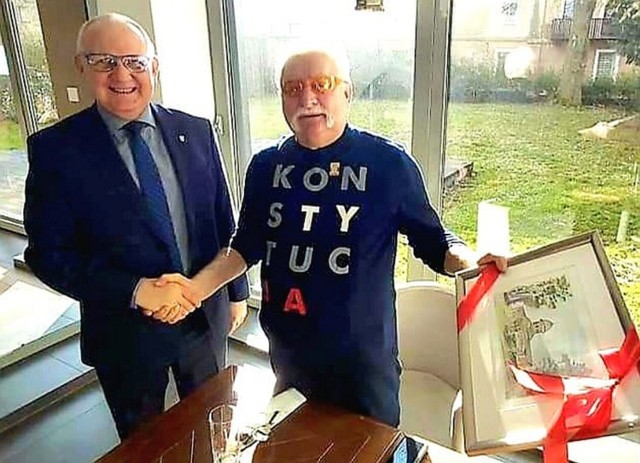 Lech Wałęsa w Lądku-Zdroju spotkał się z burmistrzem Romanem Kaczmarczykiem