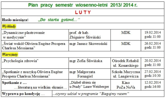 Transgraniczny Uniwersytet III Wieku - zajęcia w lutym