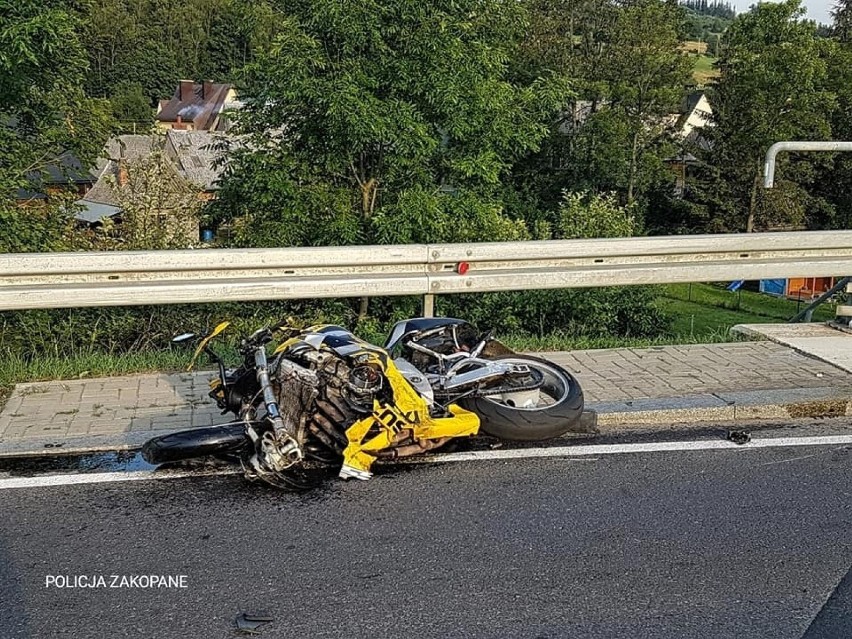 Podhale. Poważny wypadek motocyklisty w Białym Dunajcu. Zakopianka była zablokowana przez kilka godzin 