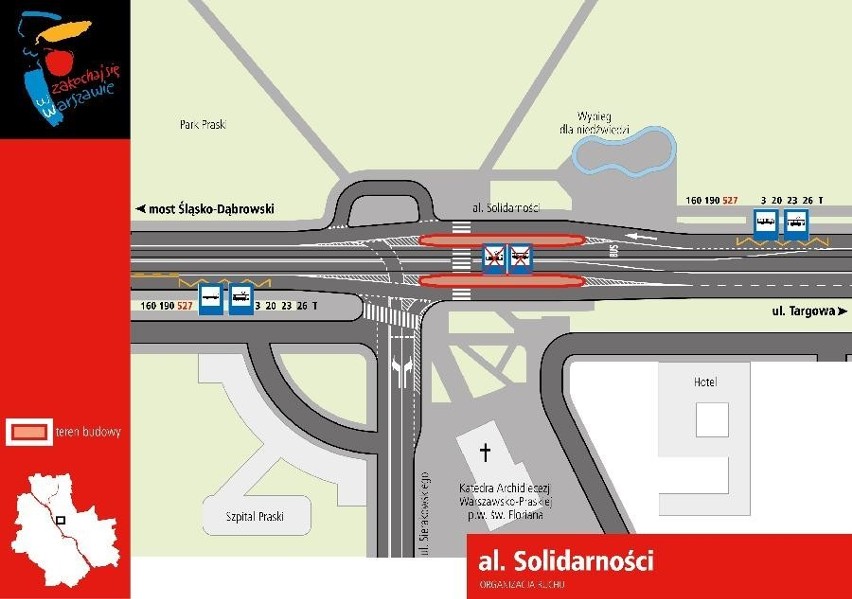 Organizacja ruchu w godzinach nocnych przy Parku Praskim