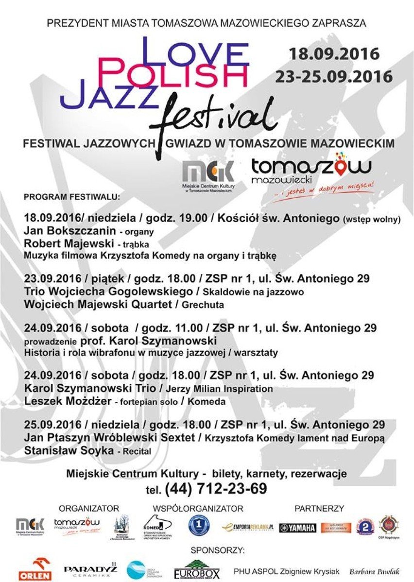 Festiwal jazzowy w Tomaszowie: Możdżer, Soyka, Ptaszyn Wróblewski na Love Polish Jazz Festiwal