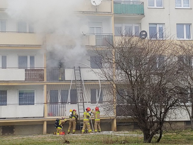 W mieszkaniu na pierwszym piętrze wieżowca przy ulicy Kleeberga w Inowrocławiu wybuchł pożar