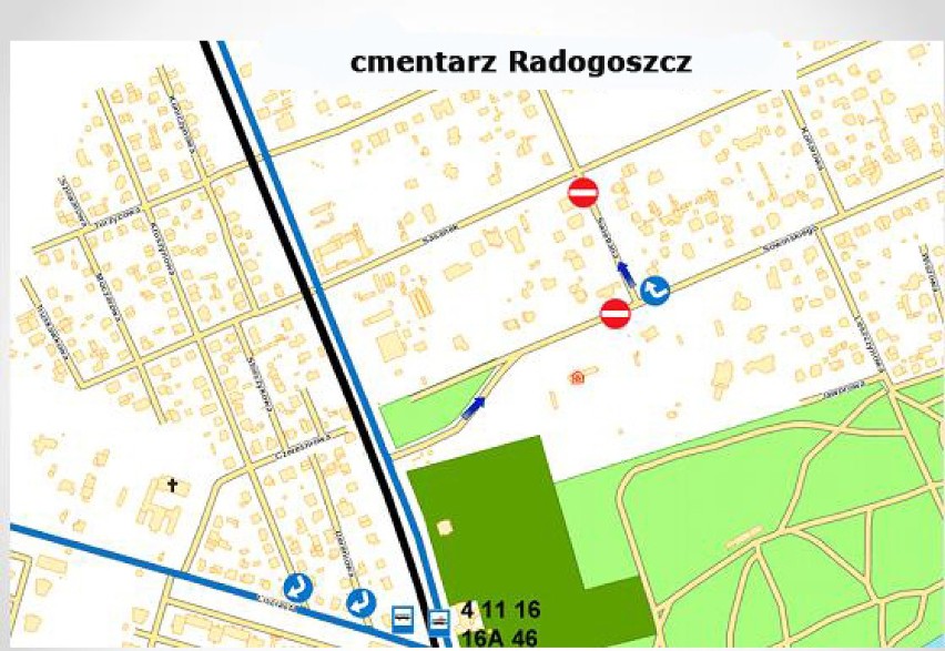 Wszystkich Świętych w Łodzi: Organizacja ruchu w rejonie cmentarzy 1 listopada 2014 [MAPY]