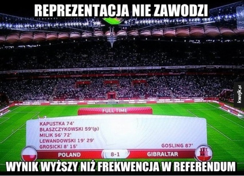Polska - Gibraltar 8:1. Internauci komentują mecz [MEMY, śmieszne obrazki]
