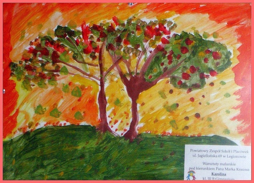 Obraz "Jesień " wykonany przez Karolinę Grabowską, podczas...