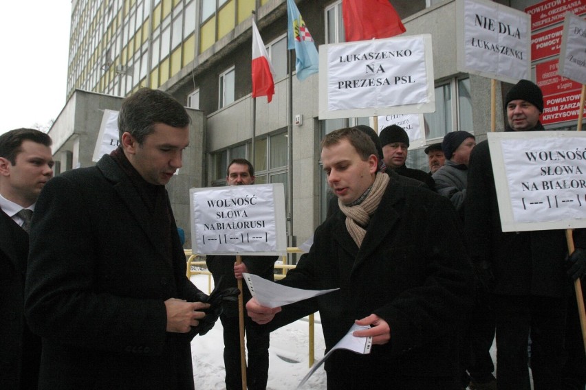 "Wolność słowa na Białorusi". Manifestacja w Legnicy, zobaczcie zdjęcia