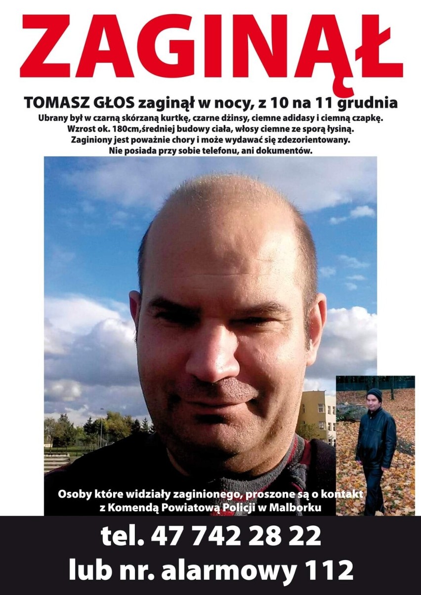 Malbork. Tomasz Głos cały czas poszukiwany. Rodzina prosi o sygnały i pomoc w rozpowszechnianiu informacji 