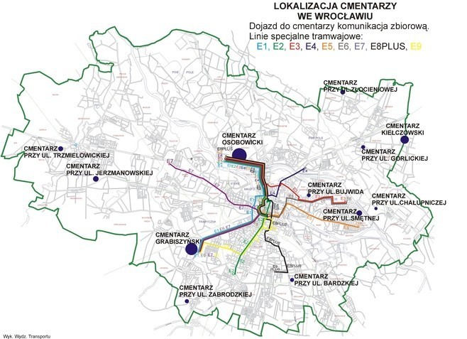 Schemat komunikacji tramwajowej w dniu 1 listopada 2011