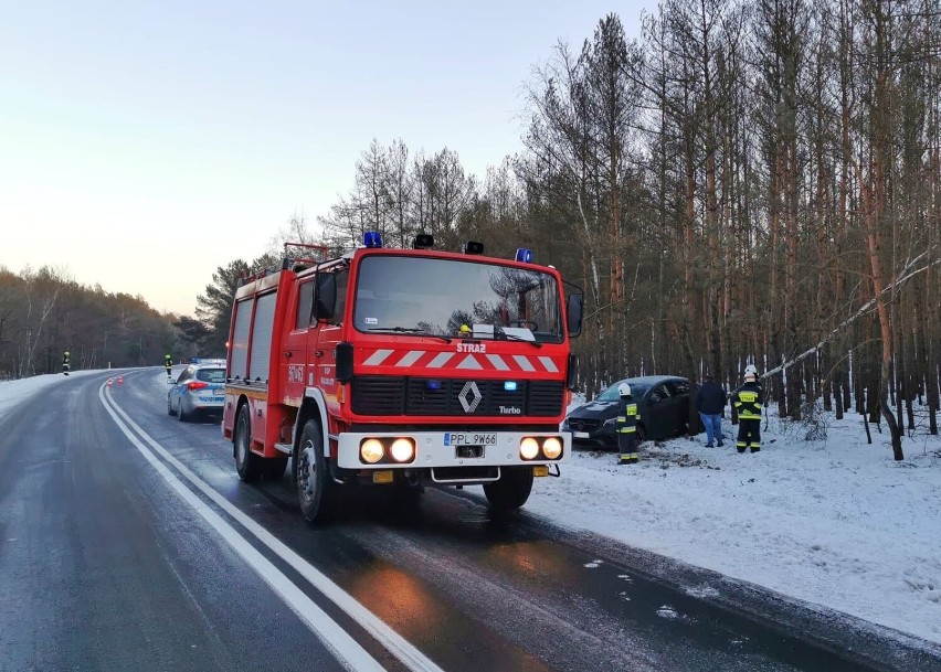 Na drodze wojewódzkiej 443 kierowca stracił panowanie nad pojazdem i uderzył w drzewo