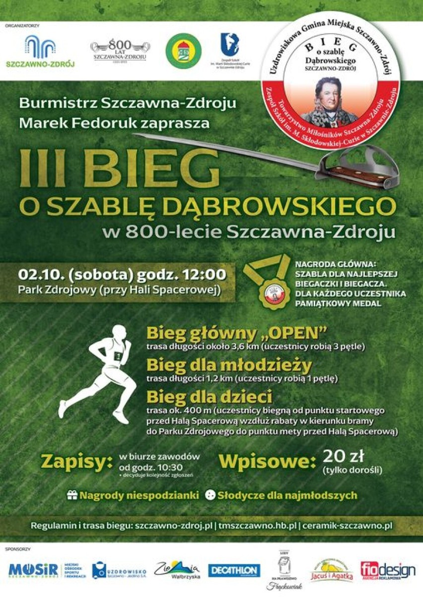 W sobotę we Szczawnie-Zdroju III Bieg o Szablę Dąbrowskiego