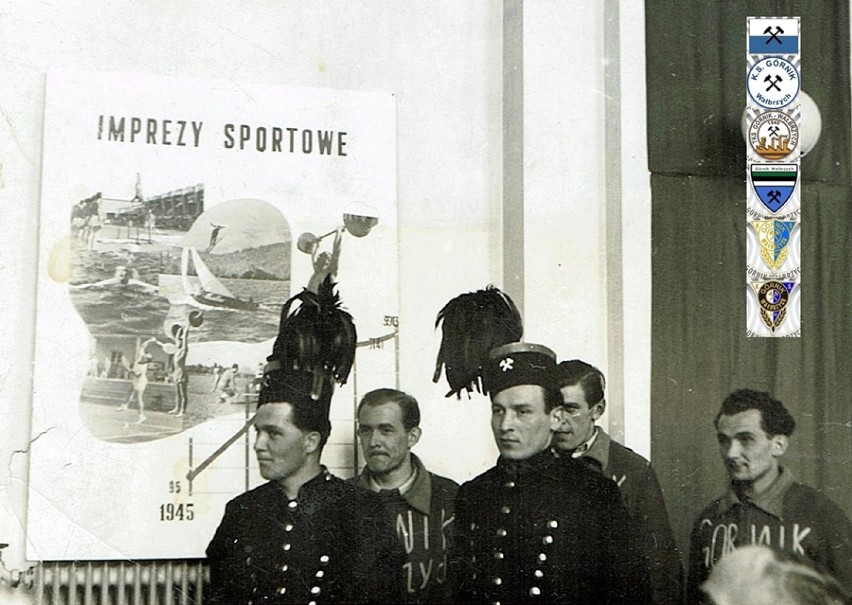 Wałbrzyscy górnicy i piłkarze Górnika Wałbrzych 1946 r.