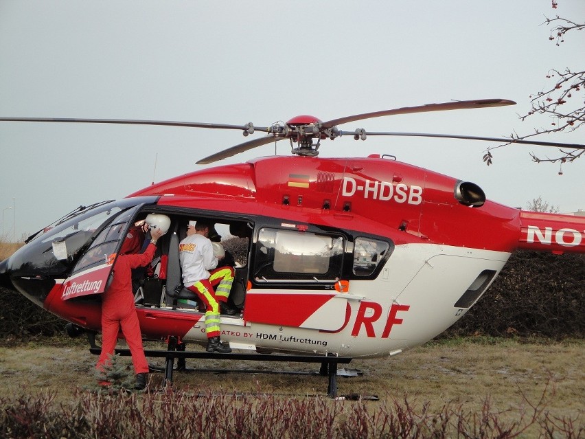 Śrem: helikopter zabrał pacjenta do Niemiec