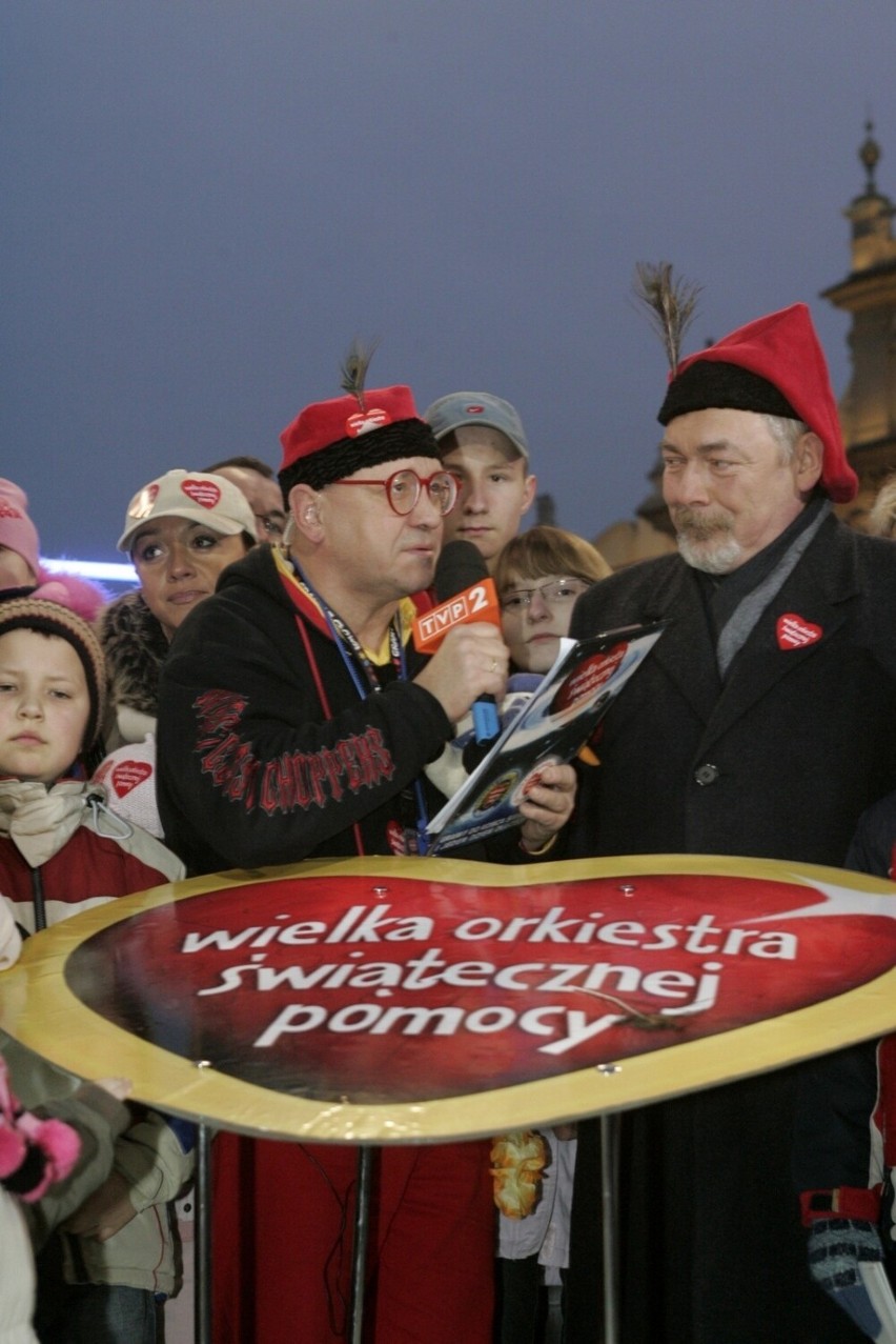 Jerzy Owsiak i prezydent Jacek Majchrowski w czasie finału...