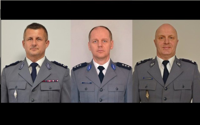Szefowie wałbrzyskiej policji, od lewej Mariusz Kucharczyk (I z-ca komendanta), Krzysztof Lewandowski (komendant) i Arkadiusz Wojnowski (z-ca komendanta) 