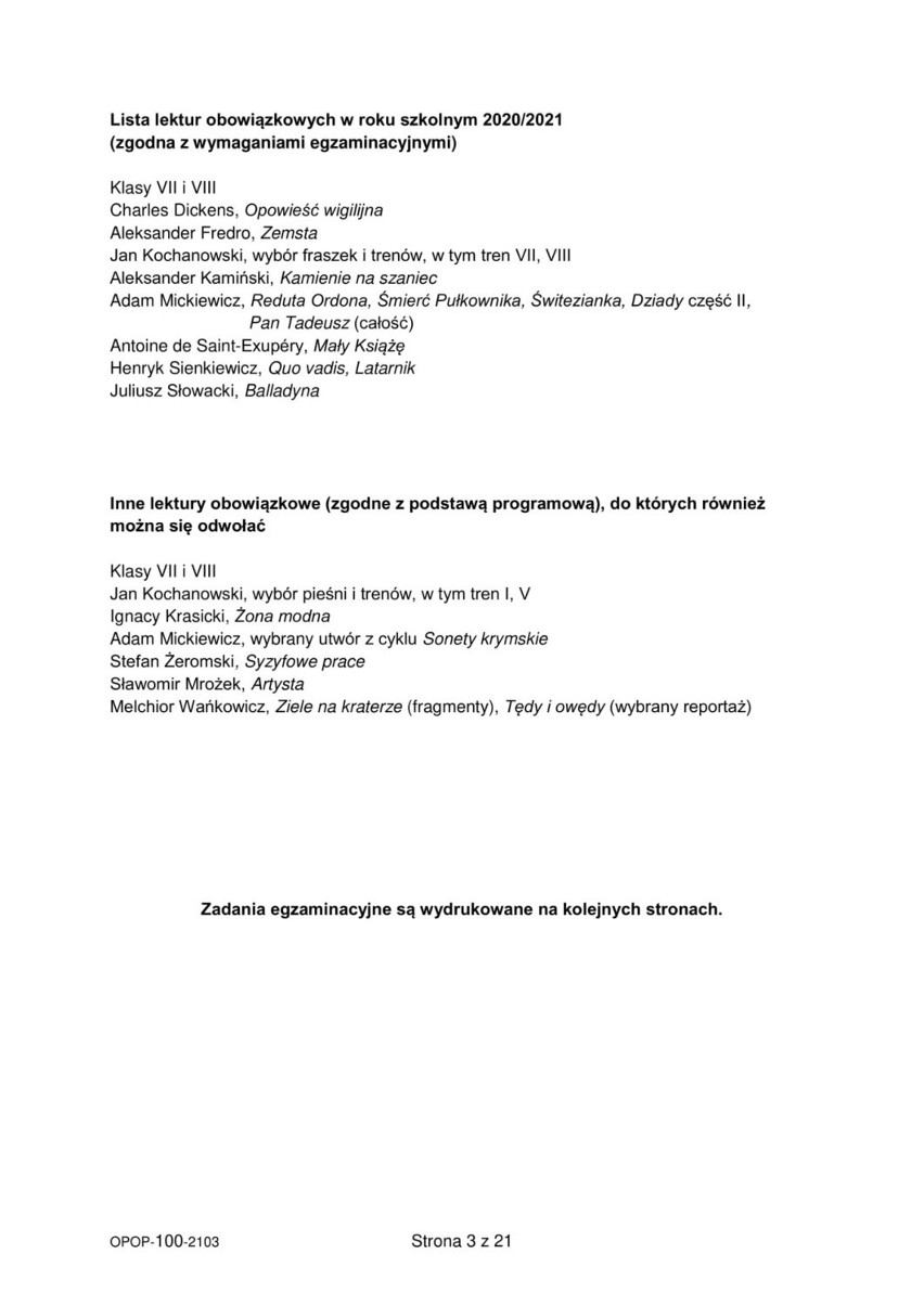 Próbny egzamin ósmoklasisty język polski- ARKUSZE CKE, ZADANIA. Co było na egzaminie ósmoklasisty? Jak poradzili sobie uczniowie? [17.03]