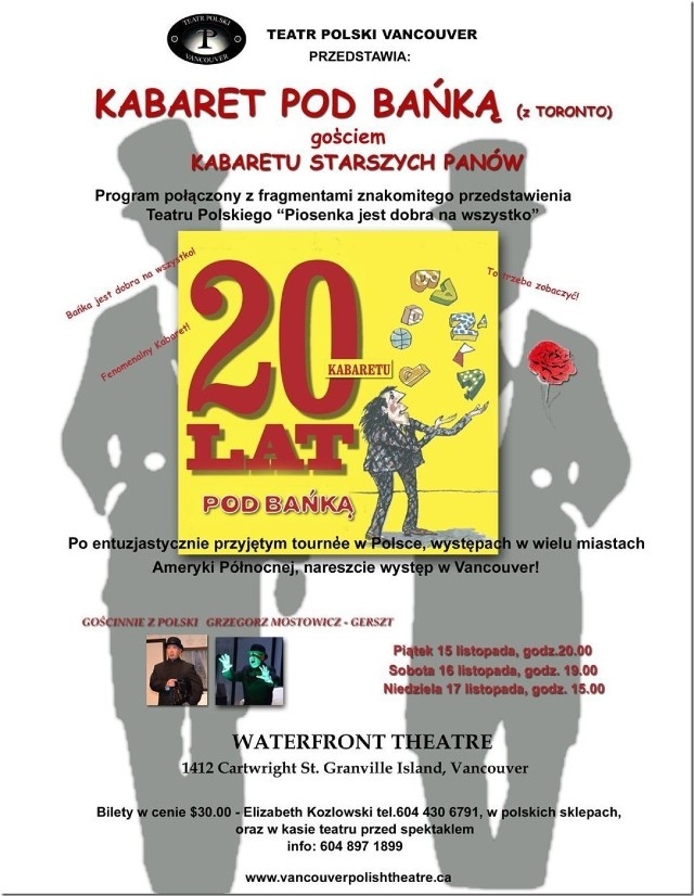 Plakat spektaklu Kabaretu Pod Bańką goszczącego w Kabarecie Starszych Panów