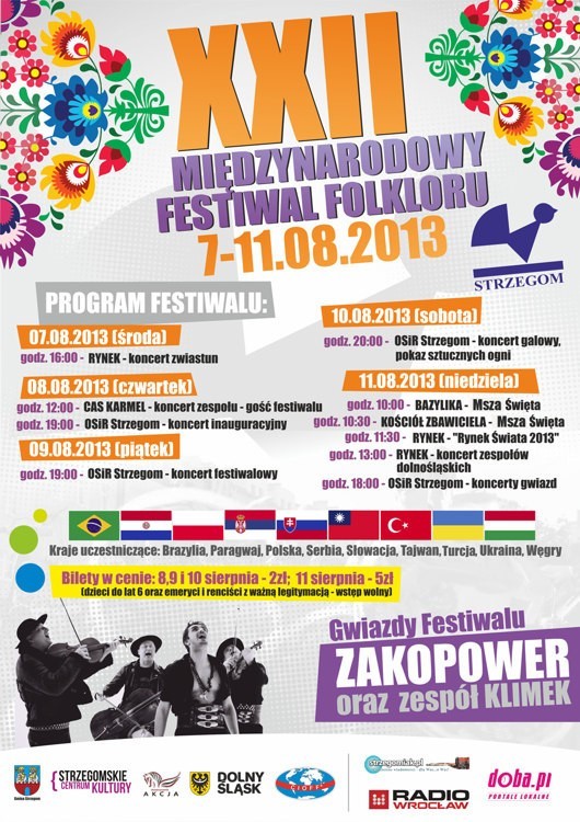 Plakat promujący Festiwal Folkloru w Strzegomiu