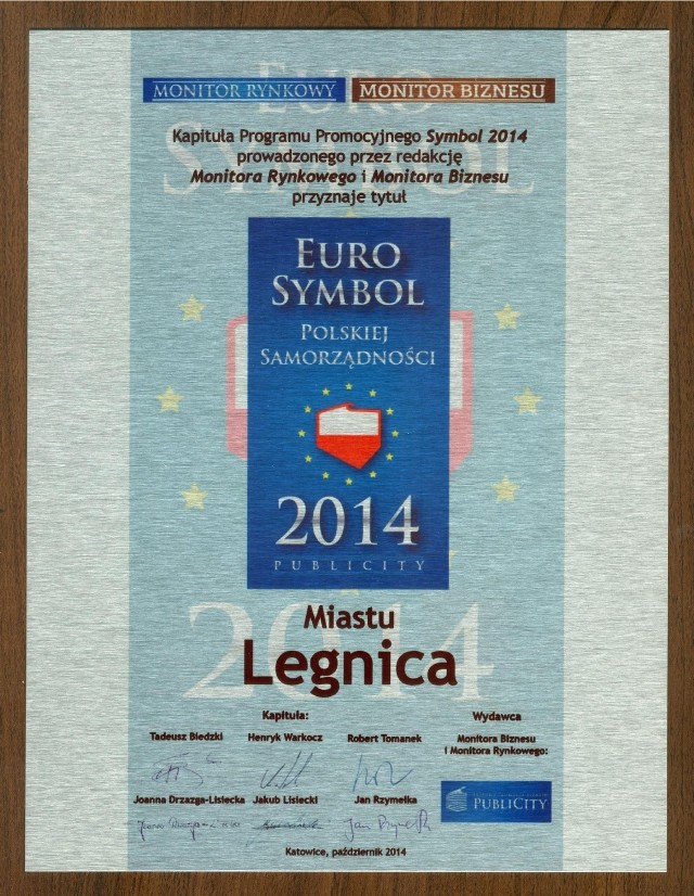 „EuroSymbol Polskiej Samorządności 2014" dla Legnicy!