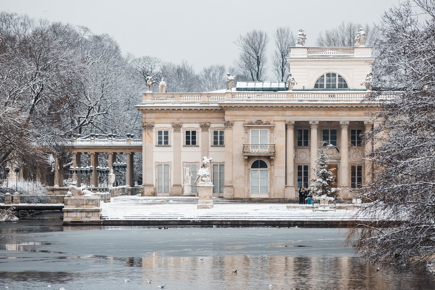Łazienki Królewskie w zimowym wydaniu. Niezwykłe zdjęcia warszawskiego parku
