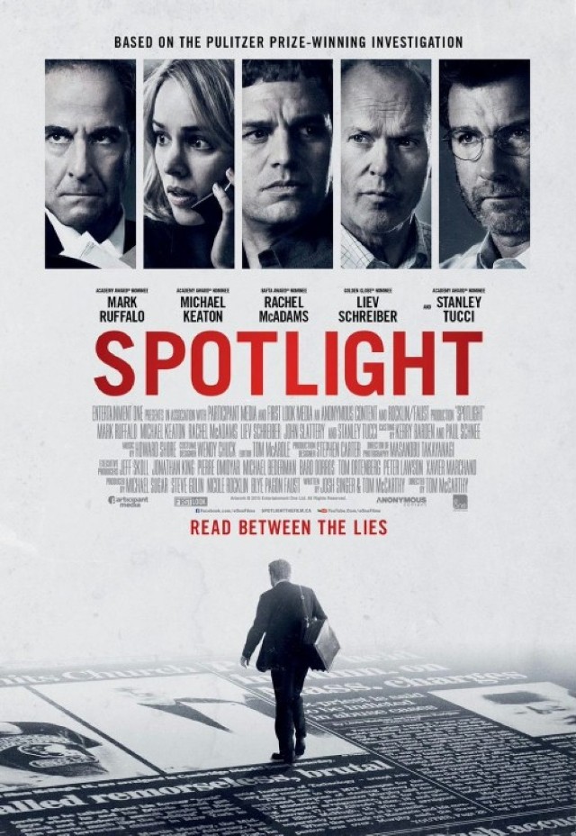 „Spotlight” to filmowy zapis wstrząsającej historii, która miała miejsce naprawdę. Nagrodzeni Pulitzerem dziennikarze śledczy gazety „Boston Globe” dotarli do przerażających i szokujących danych na temat konsekwentnie tuszowanej siatki pedofilskiej w Kościele katolickim, składającej się z ponad 70 księży. Historia zbulwersowała świat w 2002 roku. Ale odkrycia dziennikarzy były zaledwie wierzchołkiem góry lodowej... 

Film wyreżyserował Tom McCarthy.