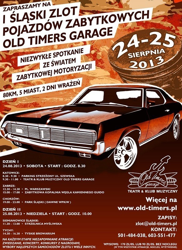 1 Śląski Zlot Pojazdów Zabytkowych Old Timers Garage - plakat