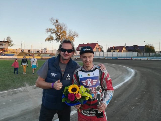 Waldemar Kiciński, wielki fan speedwaya znad Brdy i Tomasz Orwat po zawodach w Opolu