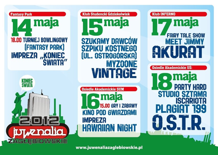 Juwenalia Zagłębiowskie 2012: Wystąpi Akurat, O.S.T.R, Meet Jimmy i inni [PROGRAM]