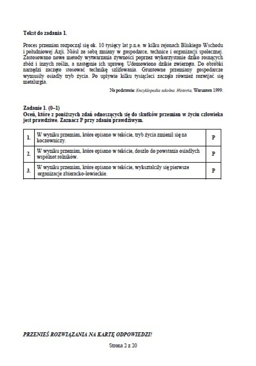 Test gimnazjalny 2014: Część humanistyczna [PYTANIA + ODPOWIEDZI]