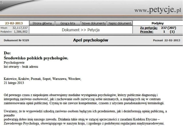 Apel psychologów