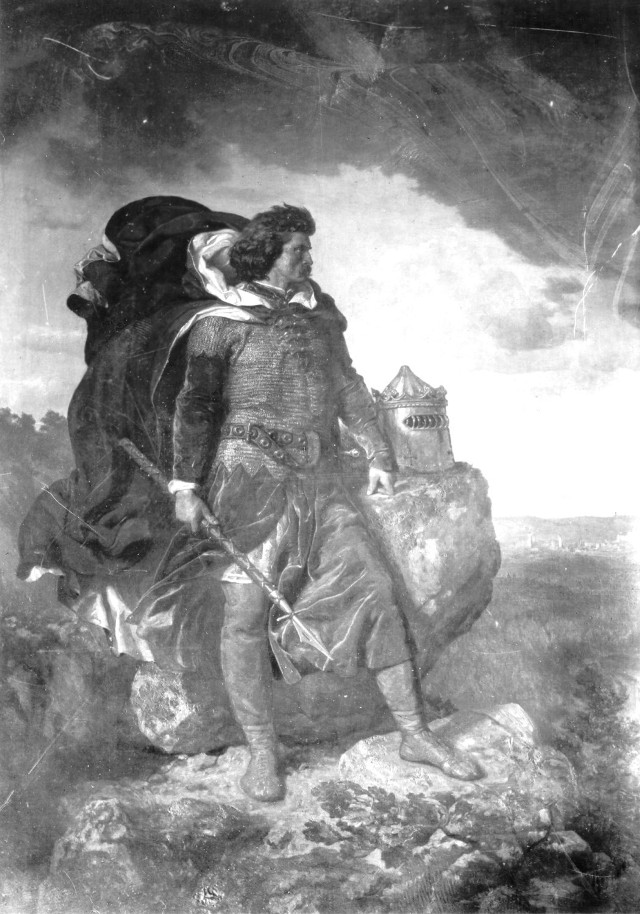 "Władysław Łokietek na skałach w Ojcowie" (obraz Wojciecha Gersona)