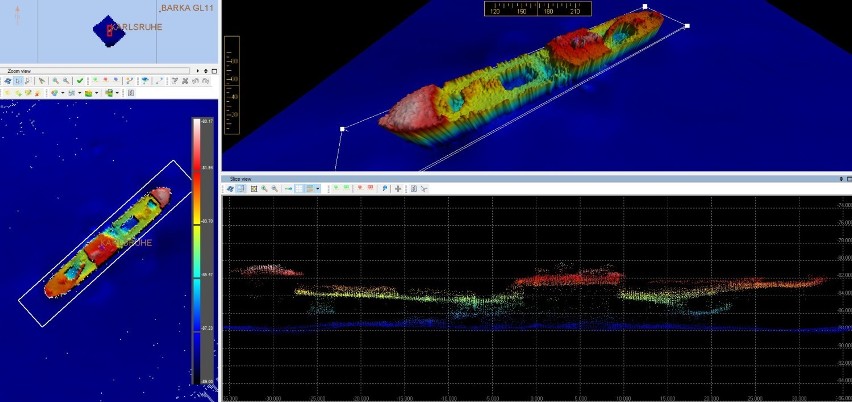 Obraz batymetryczny domniemanego wraku parowca s/s...