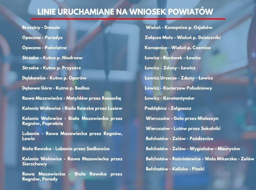Przywracanie połączeń autobusowych w Łódzkiem. Wojewoda zatwierdził wszystkie złożone wnioski [LISTA, ZDJĘCIA]