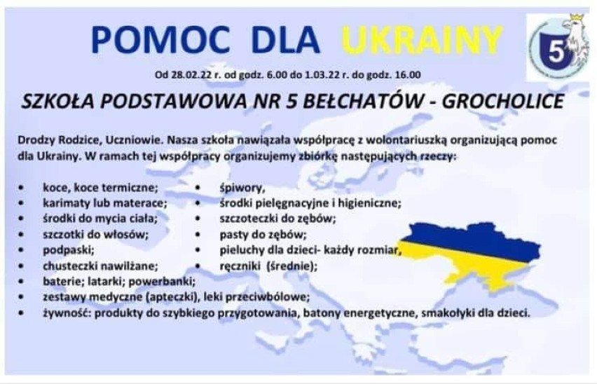 Mieszkańcy Bełchatowa organizują zbiórki dla Ukrainy. Gdzie można przynosić dary i co jest potrzebne? AKTUALIZACJA