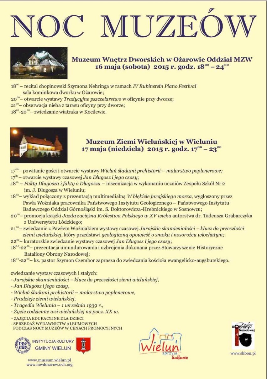 Noc Muzeów w Wieluniu i Ożarowie [PROGRAM] 