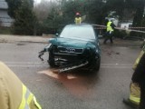 Wypadek w Rożnach w gminie Dobryszyce. Kierująca audi uderzyła w drzewo. ZDJĘCIA