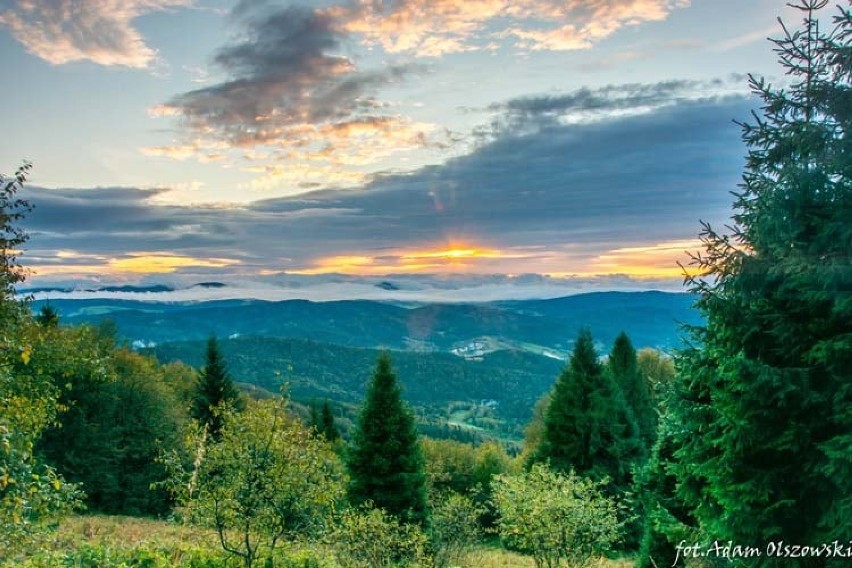 Ośnieżone Tatry widziane z Krynicy-Zdroju