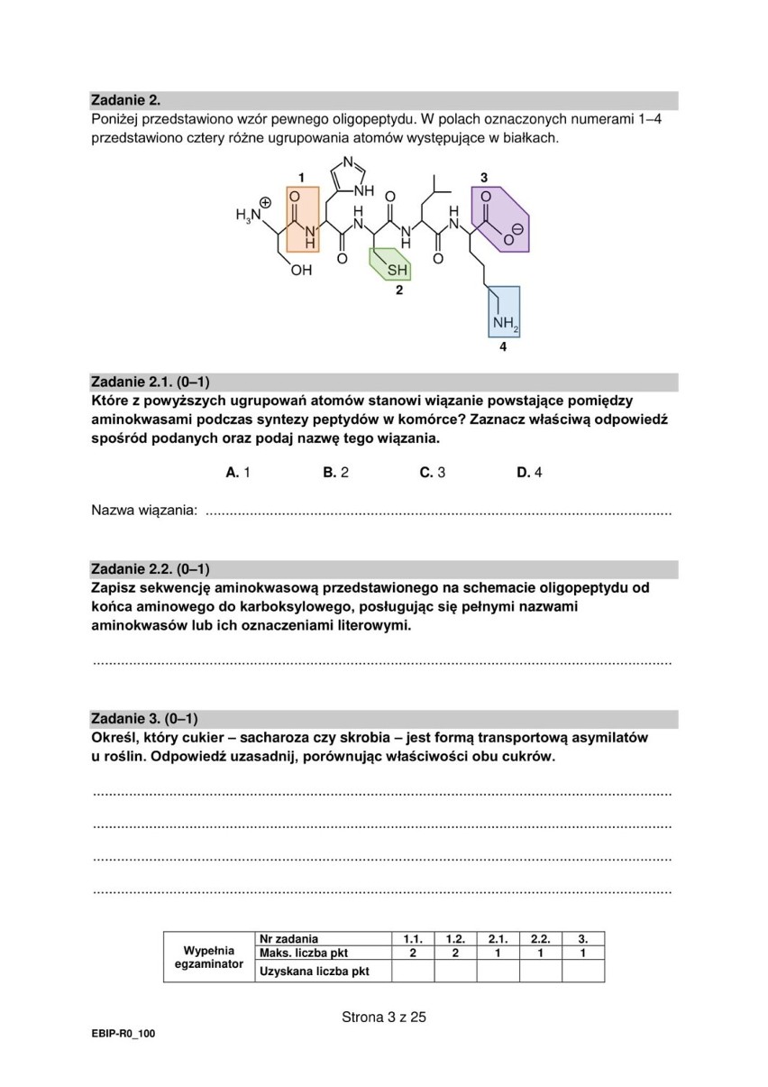 Matura z biologii - odpowiedzi