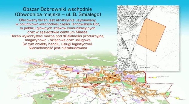 Działka w Bobrownikach, którą chcą sprzedać władze Tarnowskich Gór ma kształt dużego prostokąta